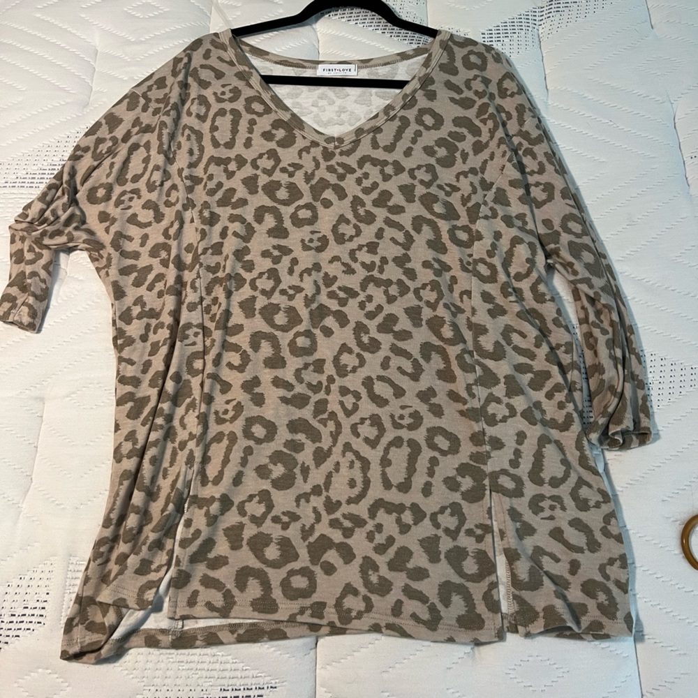 Womens leopard print sweater tunic blouse